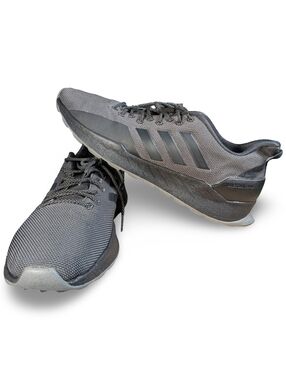 Mens Adidas Cloudfoam Questar Trail Black Gray Tennis Shoes Sneakers Size 12